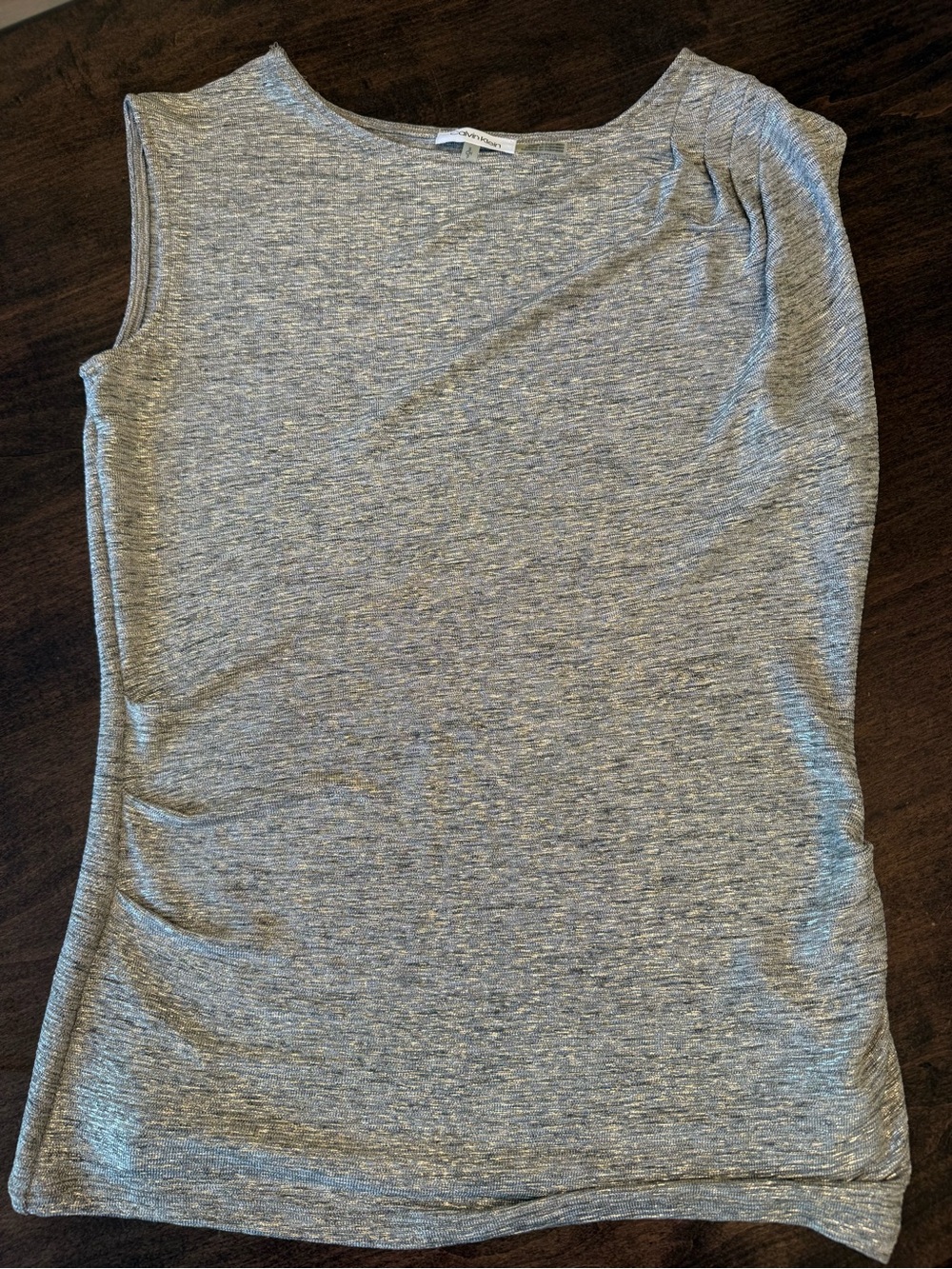 Calvin Klein Heather Gray Sleeveless Metallic Top
